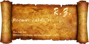 Rozman Zalán névjegykártya